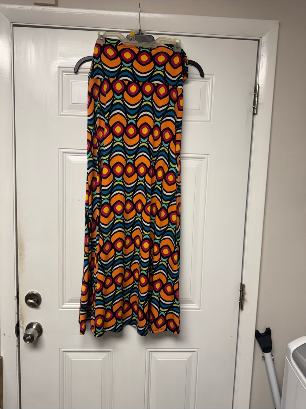 LuLaRoe Bold Orange Pink Blue Geometric Maxi Skirt